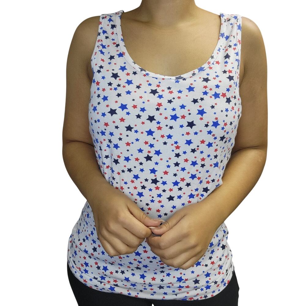 Americana Women's Star Tank Red White and Blue Top 3XL
